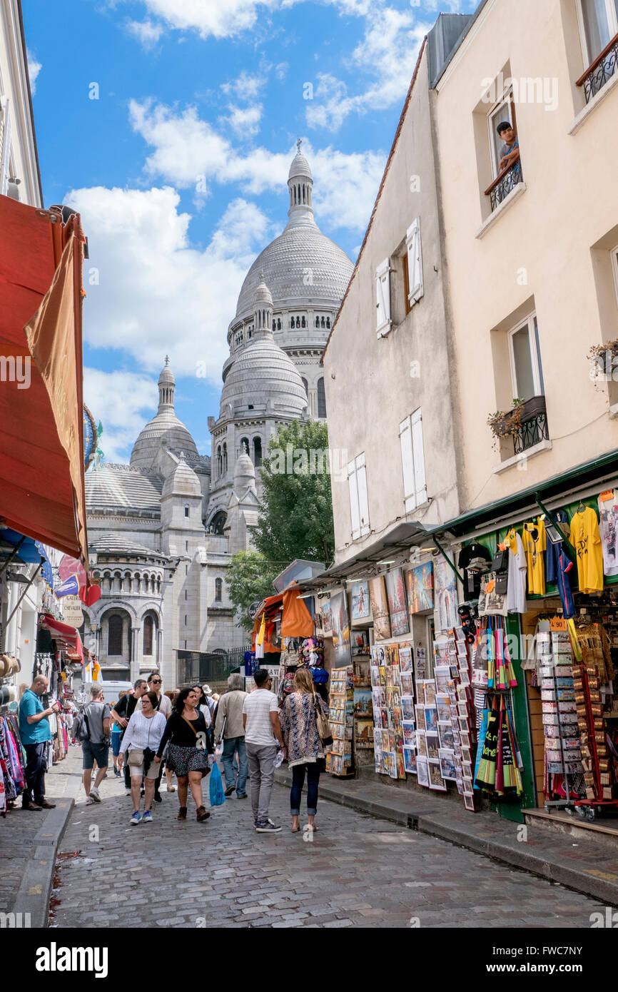 Le Sacré-Cœur à Montmartre, Paris, France. Banque D'Images