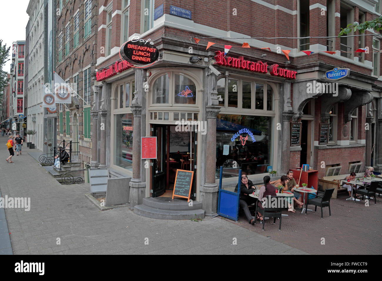 Le coin café Rembrandt à Amsterdam, Pays-Bas. Banque D'Images