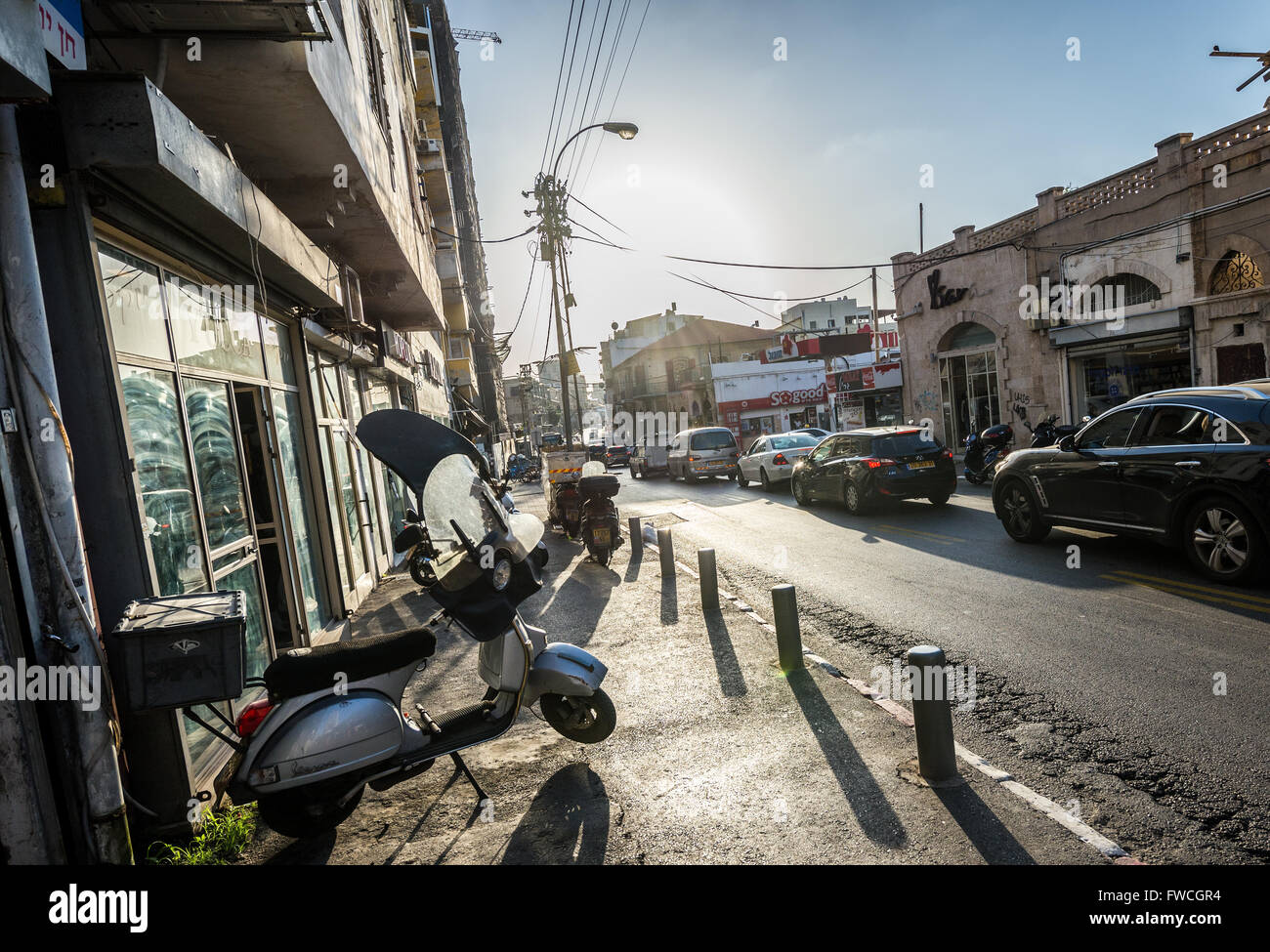Rue d'Eilat à Florentin quartier, ville de Tel Aviv, Israël Banque D'Images
