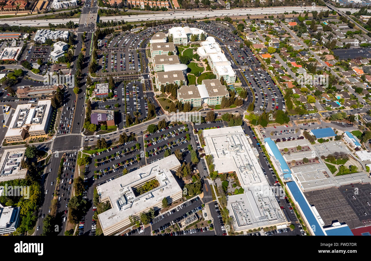 Campus Apple, Apple Inc., antenne, Apple, au-dessus de l'Université Apple Inc Cupertino en Californie, siège de la Silicon Valley Banque D'Images