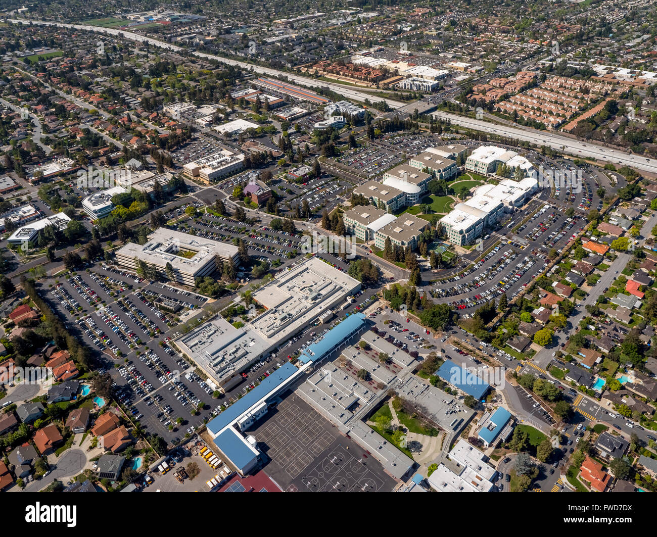 Campus Apple, Apple Inc., antenne, Apple, au-dessus de l'Université Apple Inc Cupertino en Californie, siège de la Silicon Valley Banque D'Images