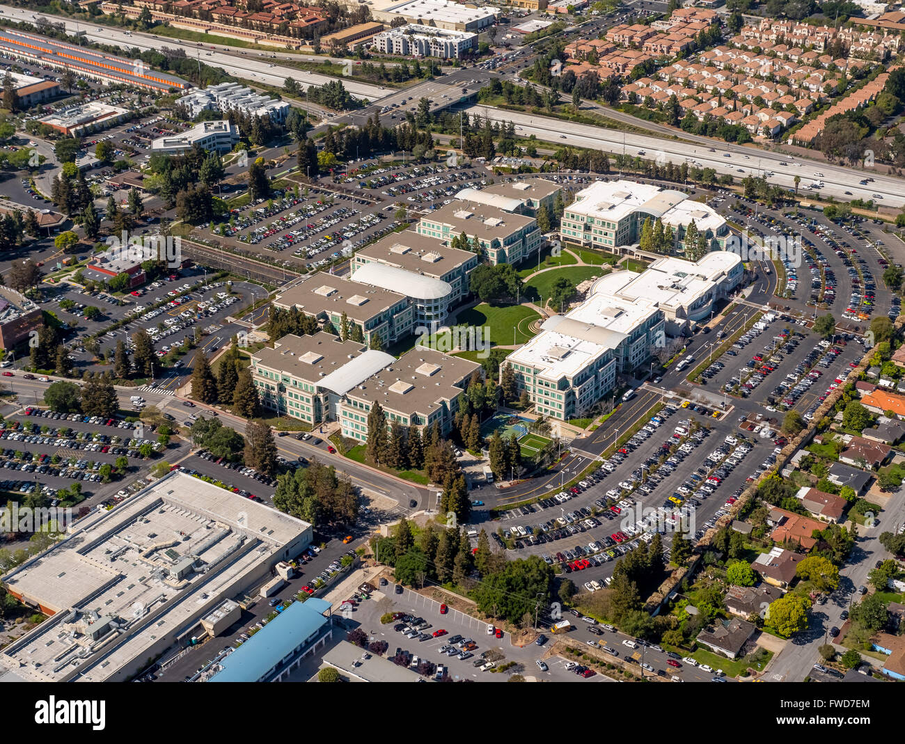 Campus Apple, Apple Inc., antenne, Apple, au-dessus de l'Université Apple Inc Cupertino en Californie, siège de la Silicon Valley Banque D'Images
