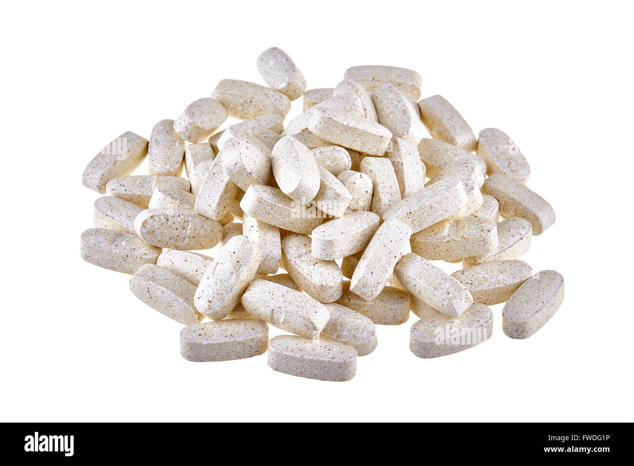 Tas de complément nutritionnel pills isolated on white Banque D'Images