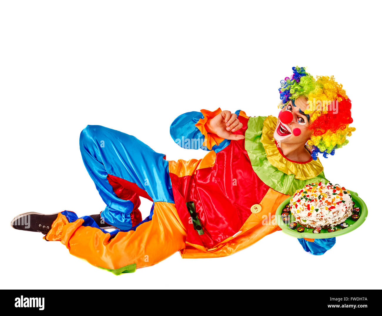 Joyeux Anniversaire Clown Holding Cake Photo Stock Alamy