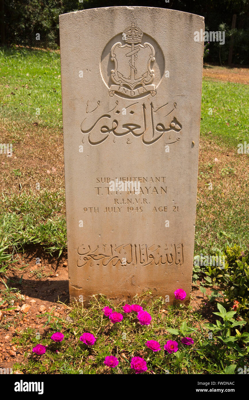 Sri Lanka, Trincomalee, cimetière de guerre du Commonwealth, Uppuveli, tombe d'RINVR sailor Banque D'Images