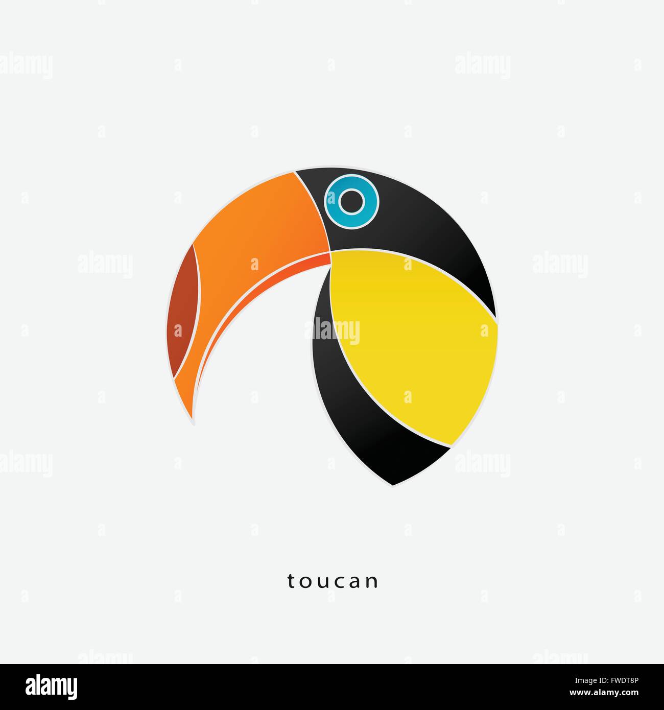 L'icône colorée, oiseaux tropicaux isolé sur fond blanc. vecteur conception logo toucan. wild, funny bird. caractère populaire, stylets de Illustration de Vecteur
