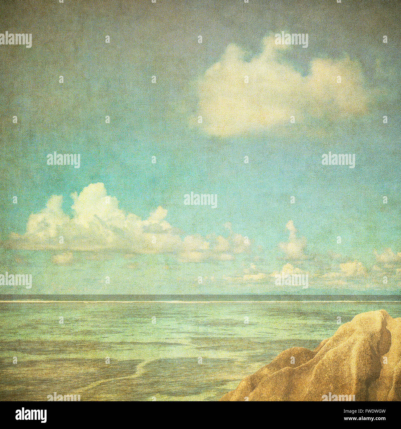 Image vintage de la mer et ciel nuageux Banque D'Images