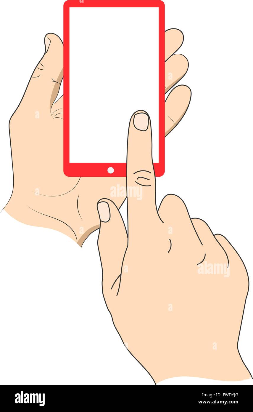 Part touchant téléphone avec écran blanc. Illustration de Vecteur