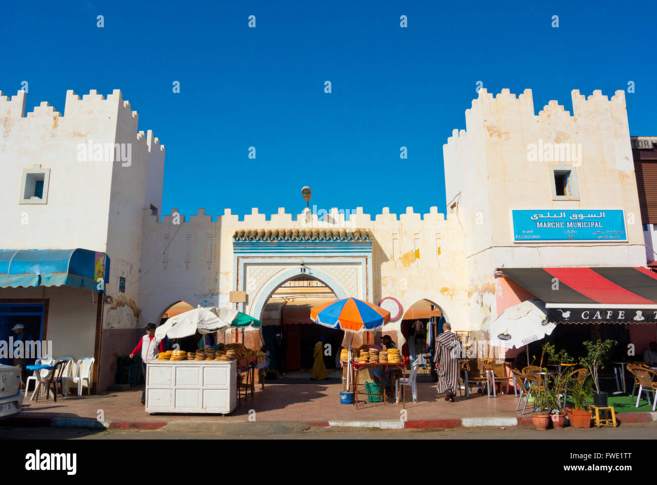 Marche municipal, principal marché, Sidi Ifni, Guelmim-Oued, région du sud du Maroc, l'Afrique du Nord Banque D'Images