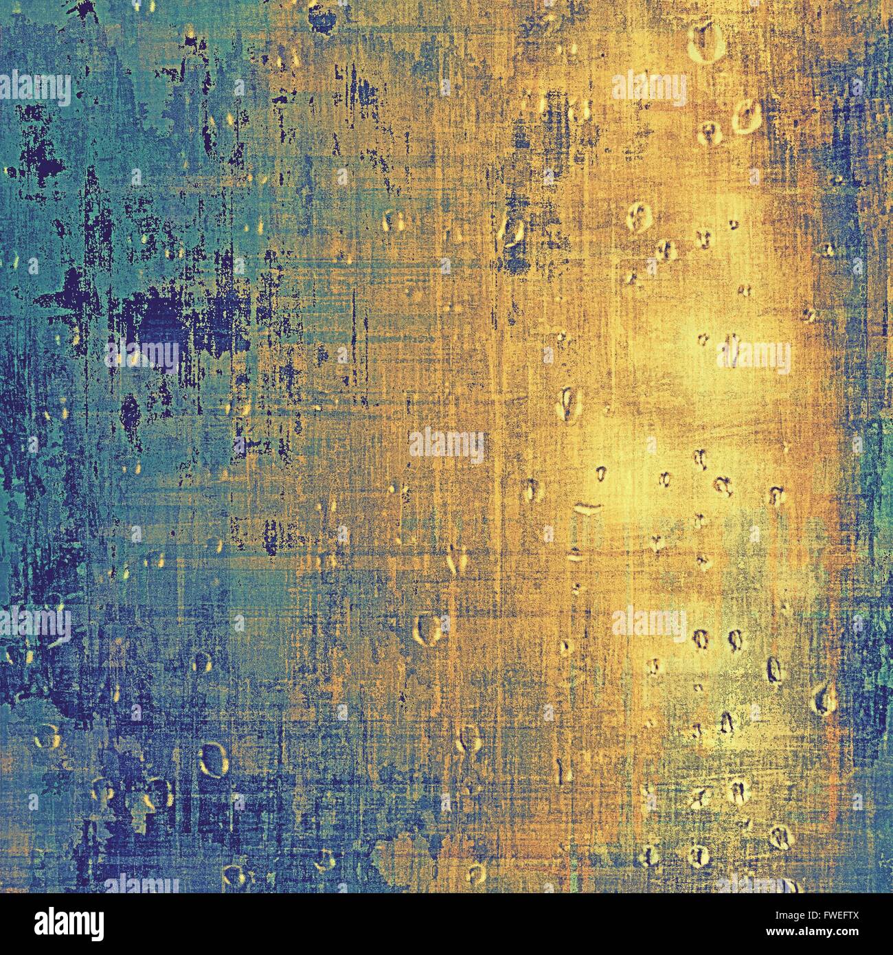 Abstract grunge fond vieilli vintage de texture. Avec différents motifs couleur : jaune (beige) ; Brown ; bleu ; gris ; cyan Banque D'Images