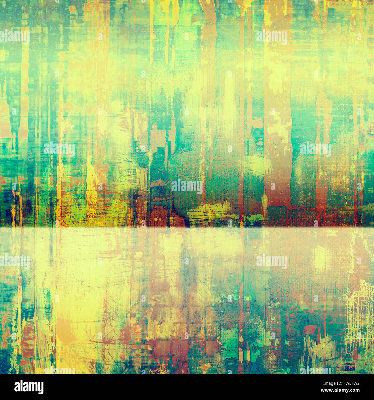 La texture de la surface, vintage Creative close up grunge fond composition. Avec différents motifs couleur : jaune (beige) ; vert ; Banque D'Images