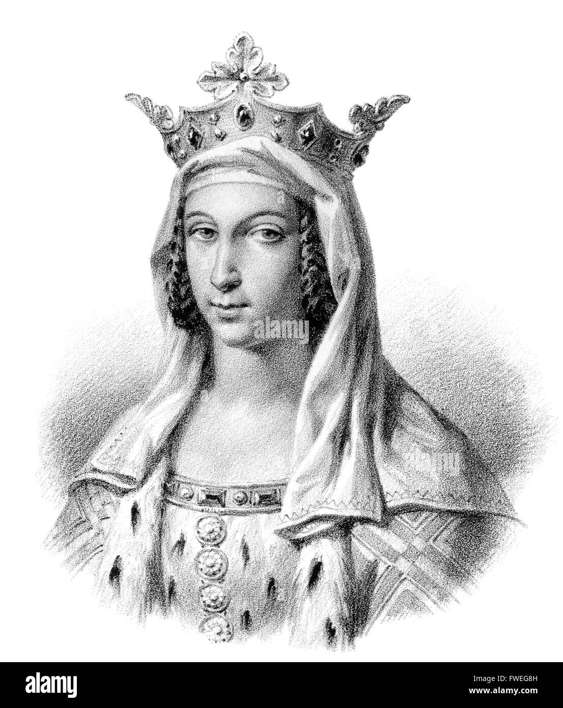Bertha de Holland, Berthe de Frise, ou Bertha Bertha von Holland, ch. 1055-1093, reine consort des Francs en tant que première femme o Banque D'Images