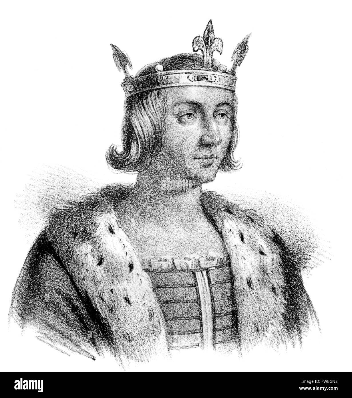 Louis X, Ludwig X., Louis X le Hutin, 1289-1316, appelé le Quarreler, le têtu, ou l'entêtement, le roi de Navarre comme Louis Banque D'Images