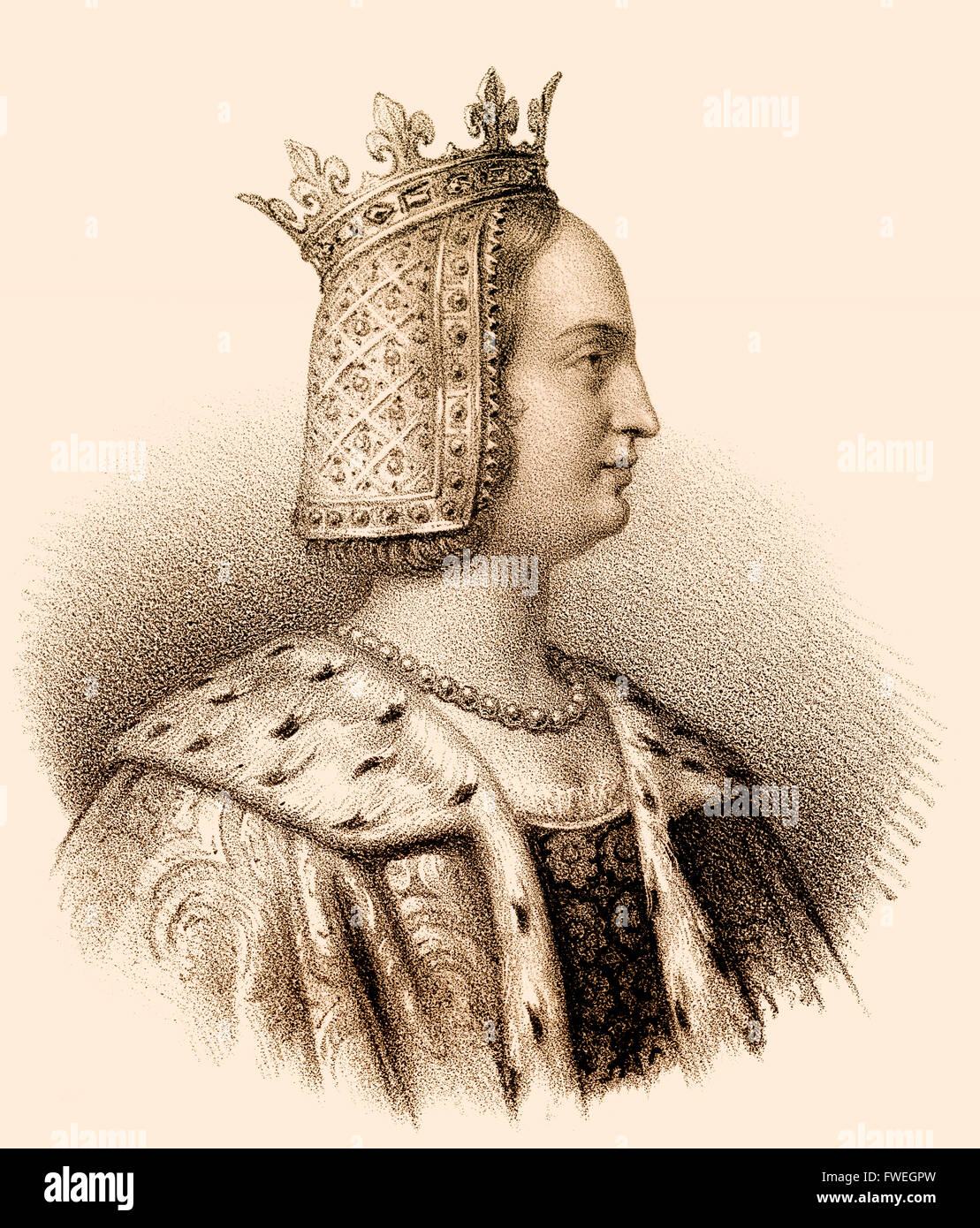 Joan II, comtesse de Bourgogne, Jeanne II de Bourgogne ou Jeanne I d'Artois, Johanna II von Burgund, 1292-1330, Reine de France Banque D'Images