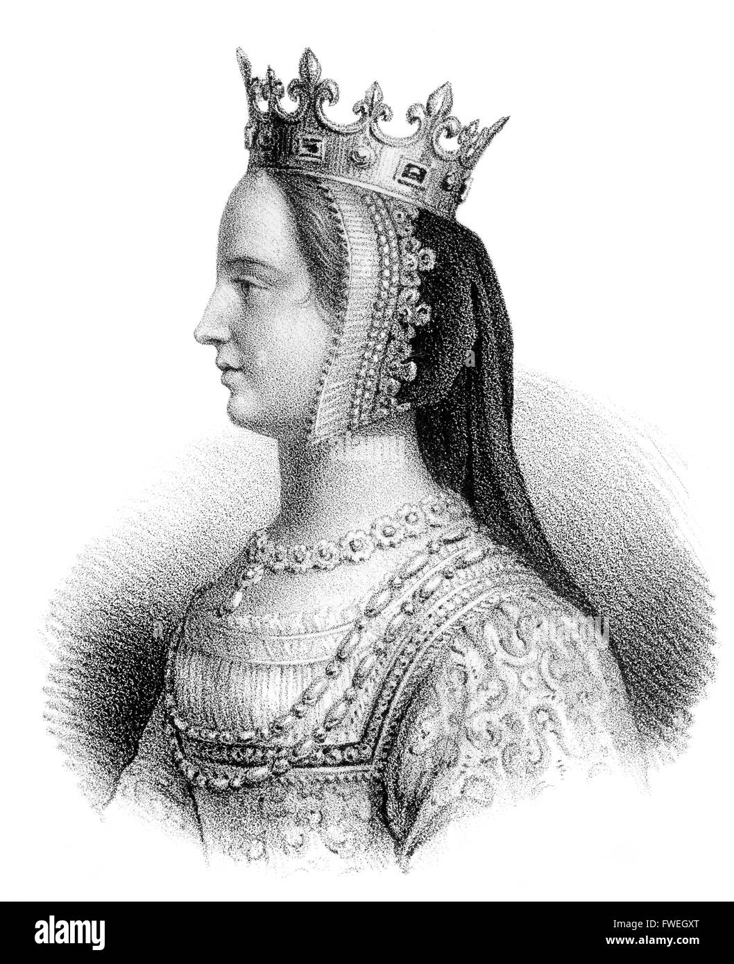 Jeanne de Bourbon, Jeanne de Bourbon, 1338-1378, Reine de France en tant qu'épouse du roi Charles V Banque D'Images