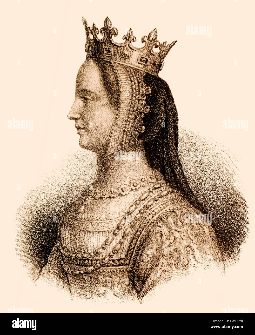 Jeanne de Bourbon, Jeanne de Bourbon, 1338-1378, Reine de France en tant qu'épouse du roi Charles V Banque D'Images