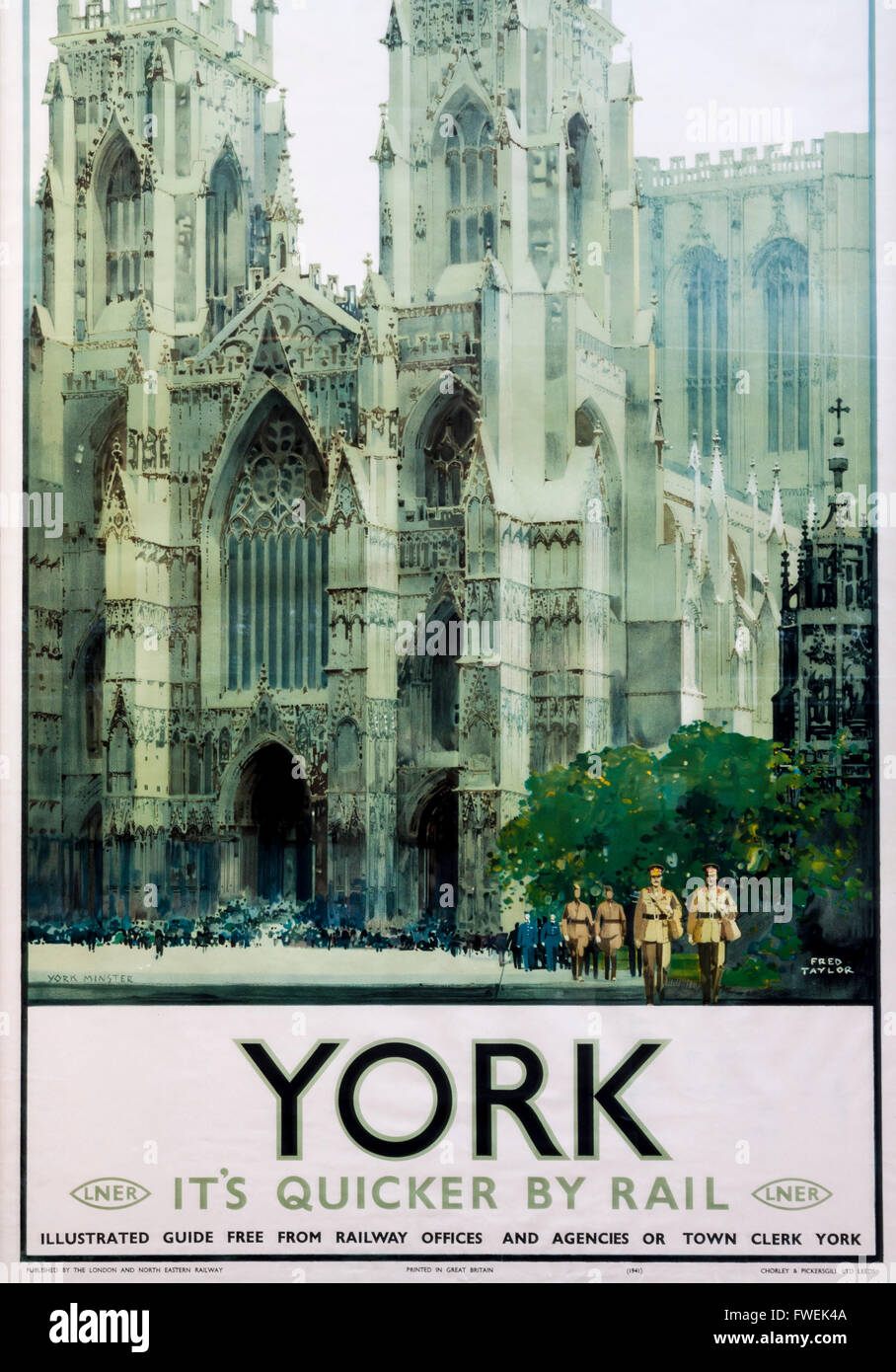 La promotion de l'affiche de chemin de fer Vintage LNER York, Yorkshire, Angleterre, Royaume-Uni Banque D'Images