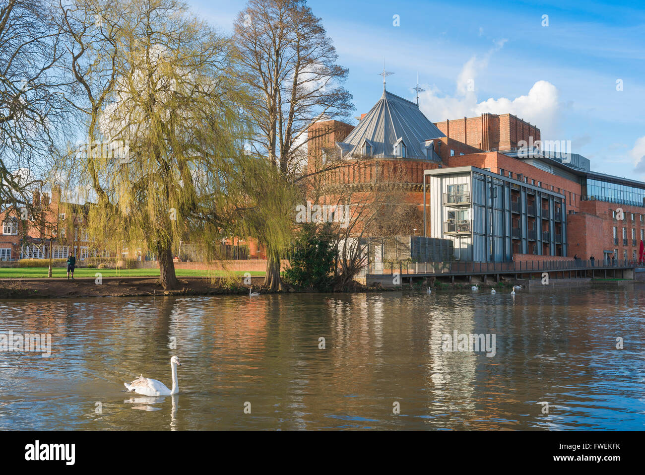 Swan Theatre, vue sur le Swan Theatre, qui fait partie du Royal Shakespeare Theatre, situé le long de la rivière Avon, dans le centre de Stratford Upon Avon, au Royaume-Uni Banque D'Images