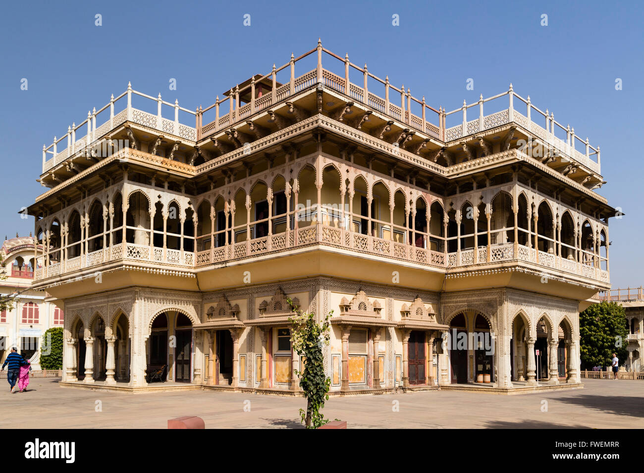 Mubarak Mahal, Palais de la ville, ville rose Jaipur, Rajasthan, Inde Banque D'Images
