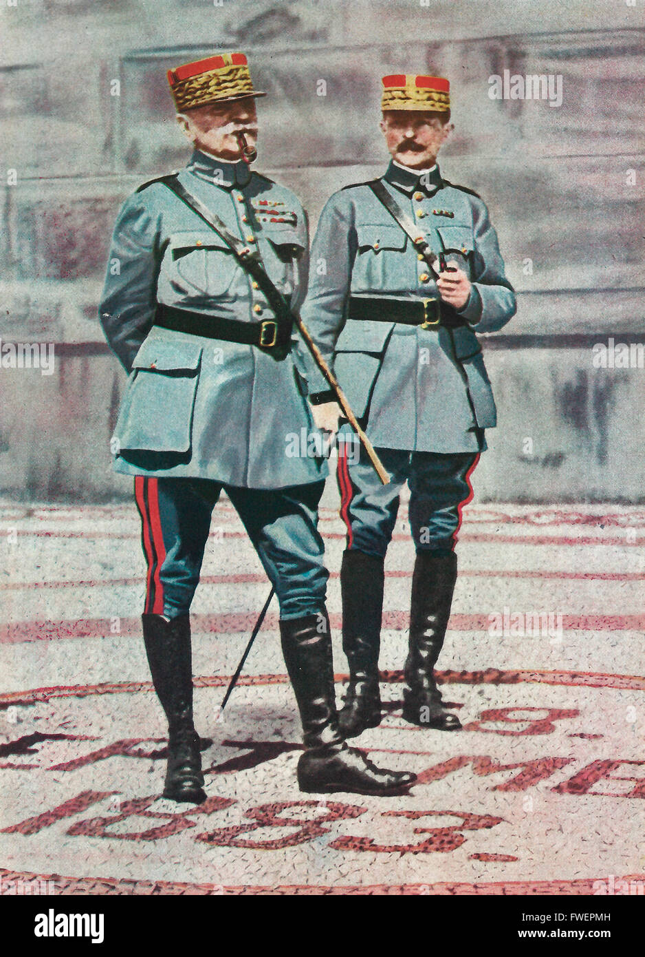 Le maréchal Foch et le général Weygand, chefs militaires français dans la Première Guerre mondiale Banque D'Images