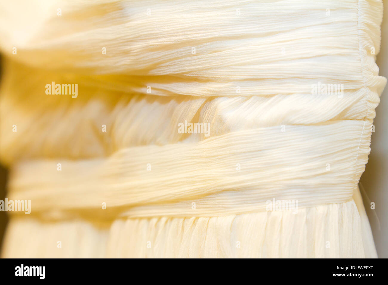 Détail d'une image d'une robe de mariage avant la cérémonie du mariage. Banque D'Images