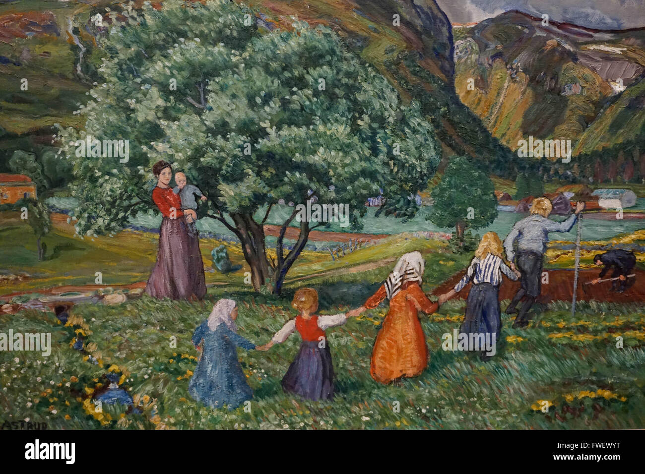L'été et Enfants qui jouent par Nikolaï Astlrup, KODE 3 Art Museum, Bergen, Hordaland, Norvège, Scandinavie, Europe Banque D'Images