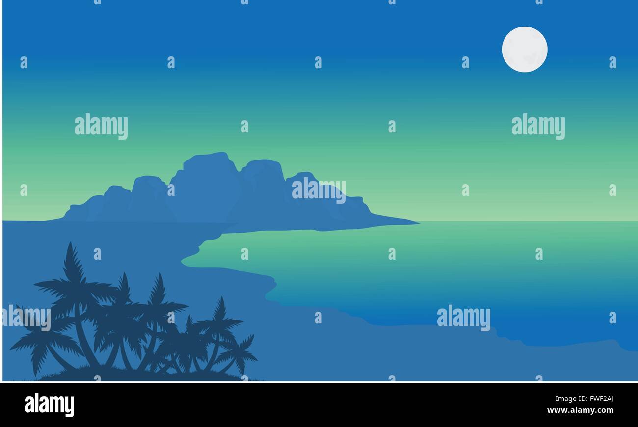 Silhouette de plage le soir Illustration de Vecteur