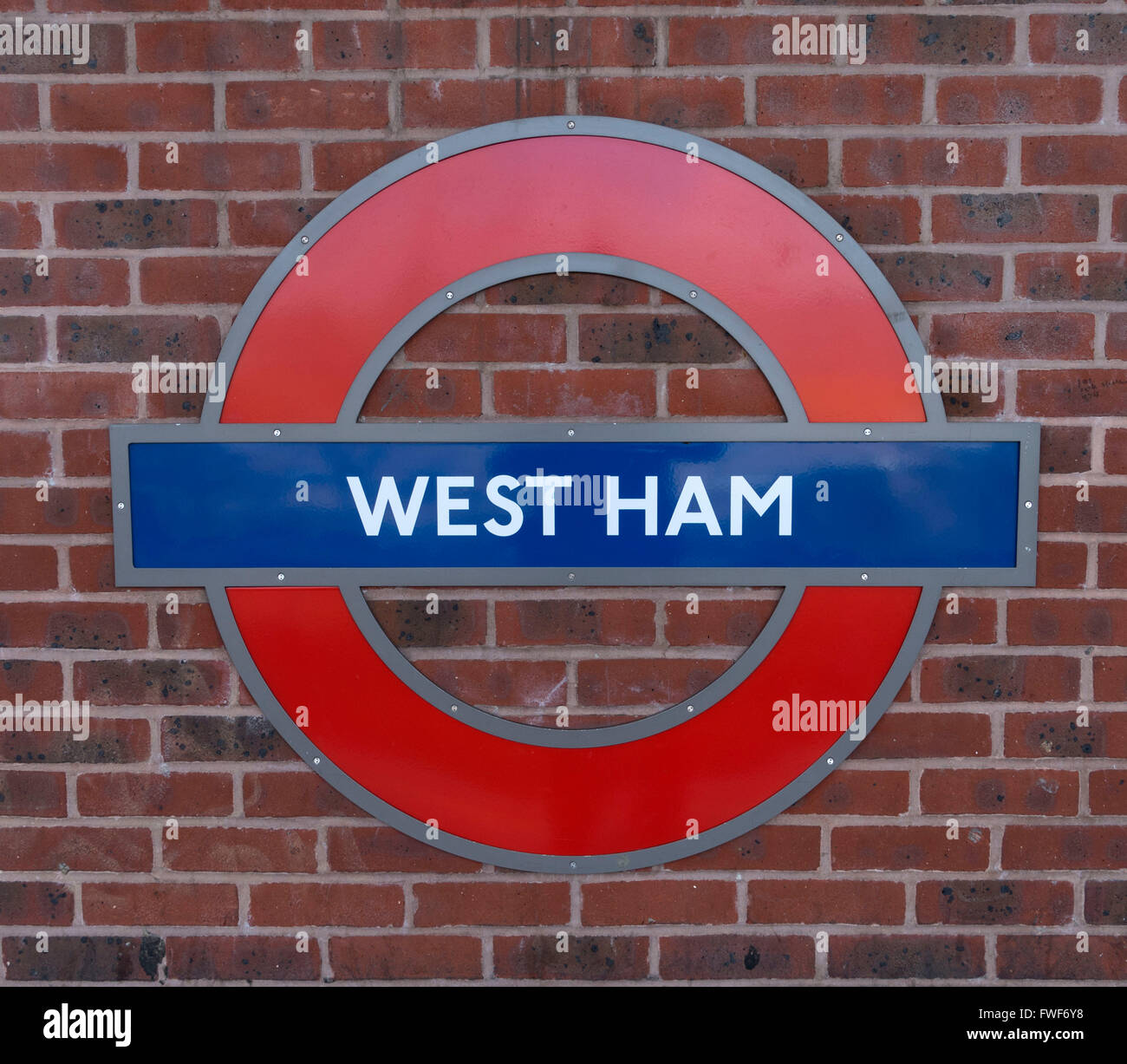 La station de métro West Ham sign Banque D'Images