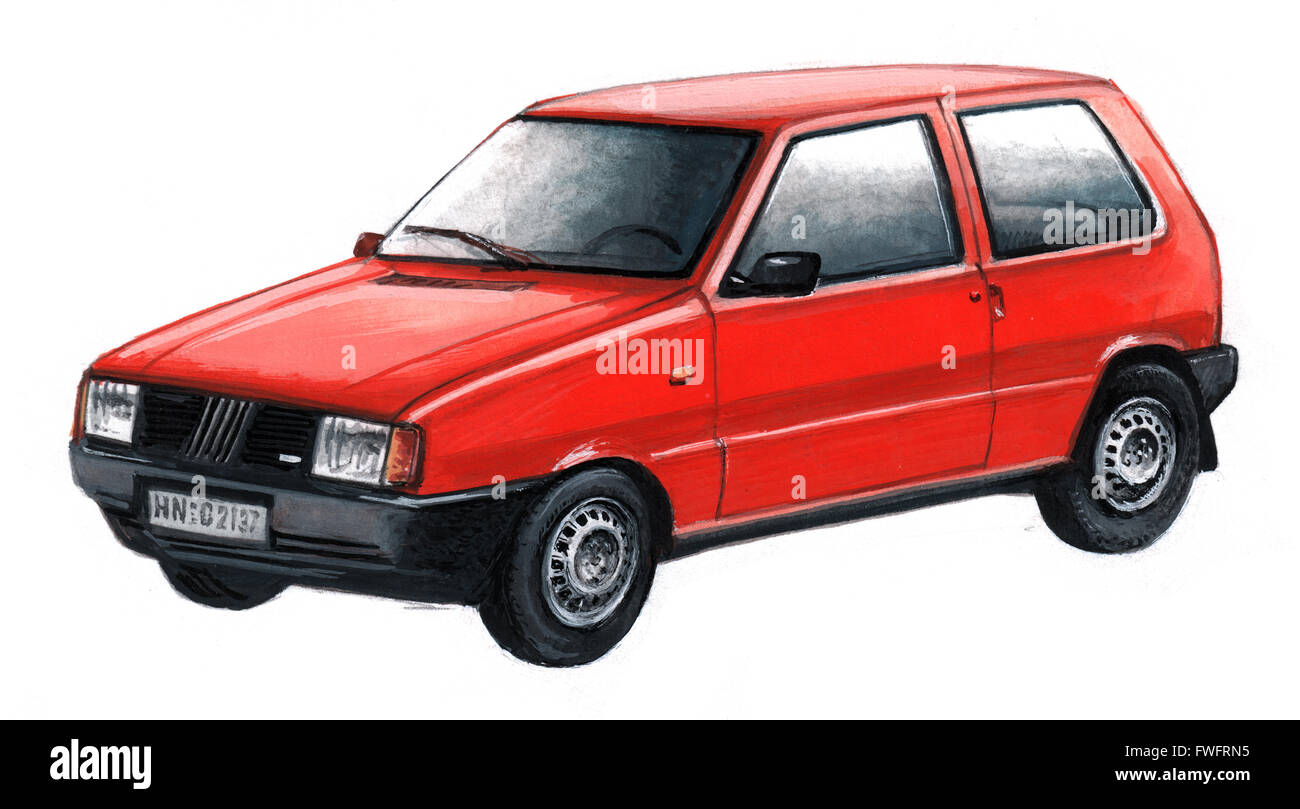 Illustration d'une Fiat Uno de Bohdan Wroblewski Banque D'Images
