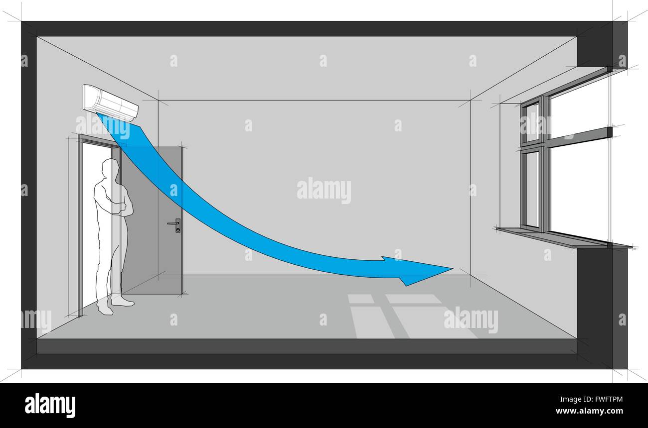 Schéma d'un prix refroidis avec climatiseur mural Illustration de Vecteur