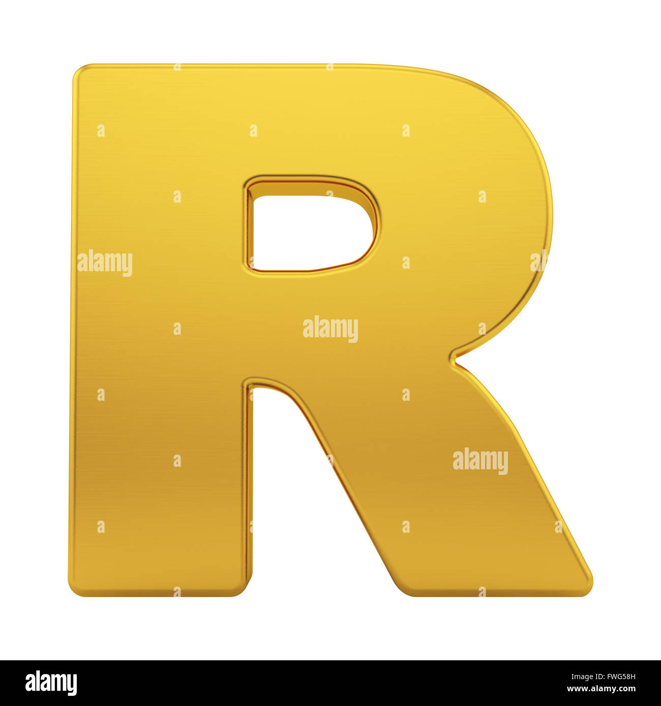 La lettre R avec la texture or brossé Banque D'Images