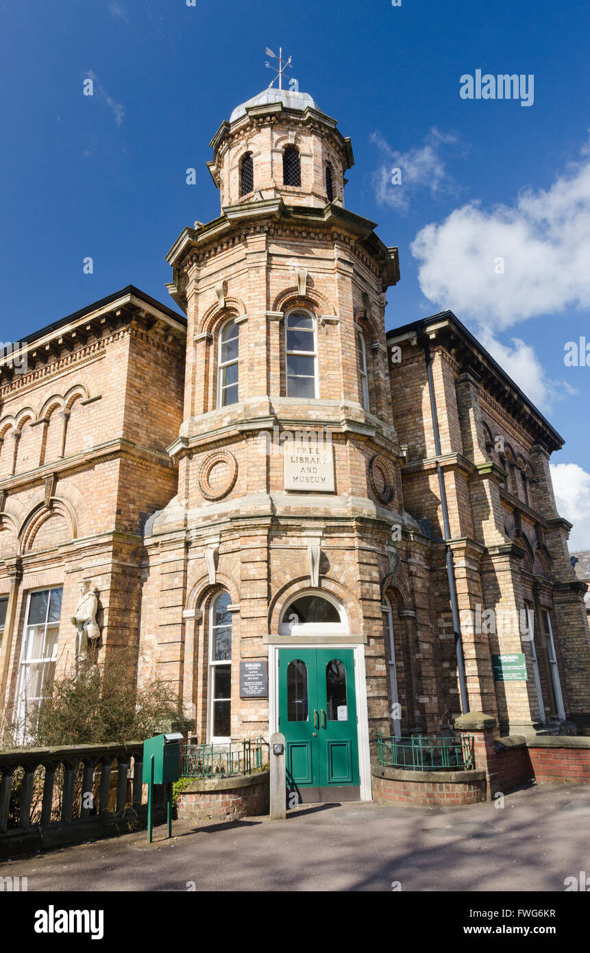 L'ancien bâtiment de la bibliothèque dans la rue des Oiseaux, Lichfield Banque D'Images