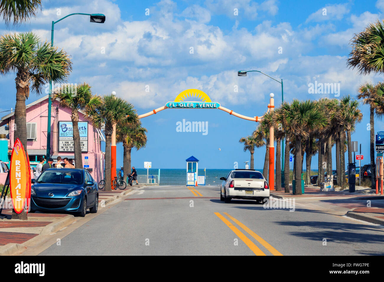 Entrée de la plage de New Smyrna Beach, en Floride, l'Amérique Banque D'Images