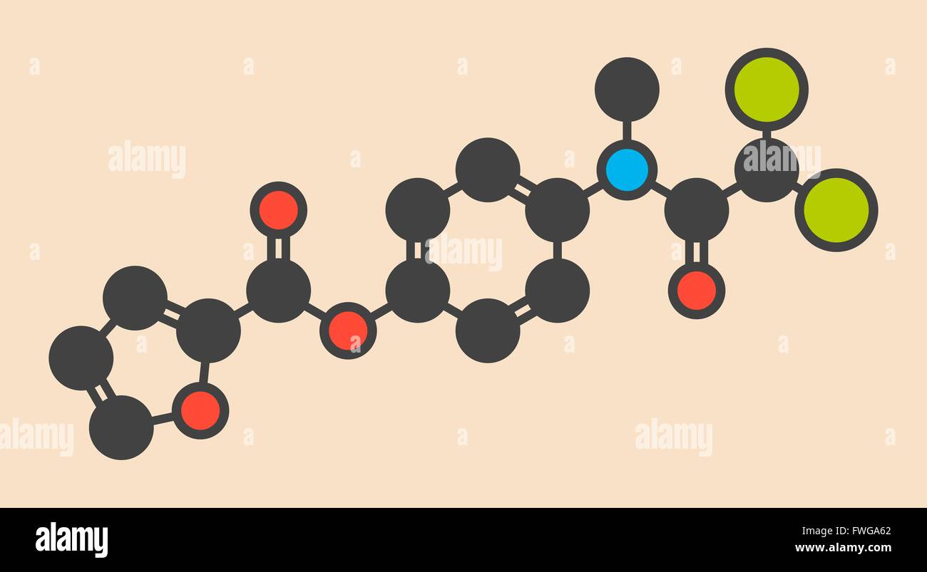 Diloxanide furoate de l'amibiase molécule du médicament utilisé dans le traitement de l'Entamoeba histolytica stylisé infections formule topologique Banque D'Images