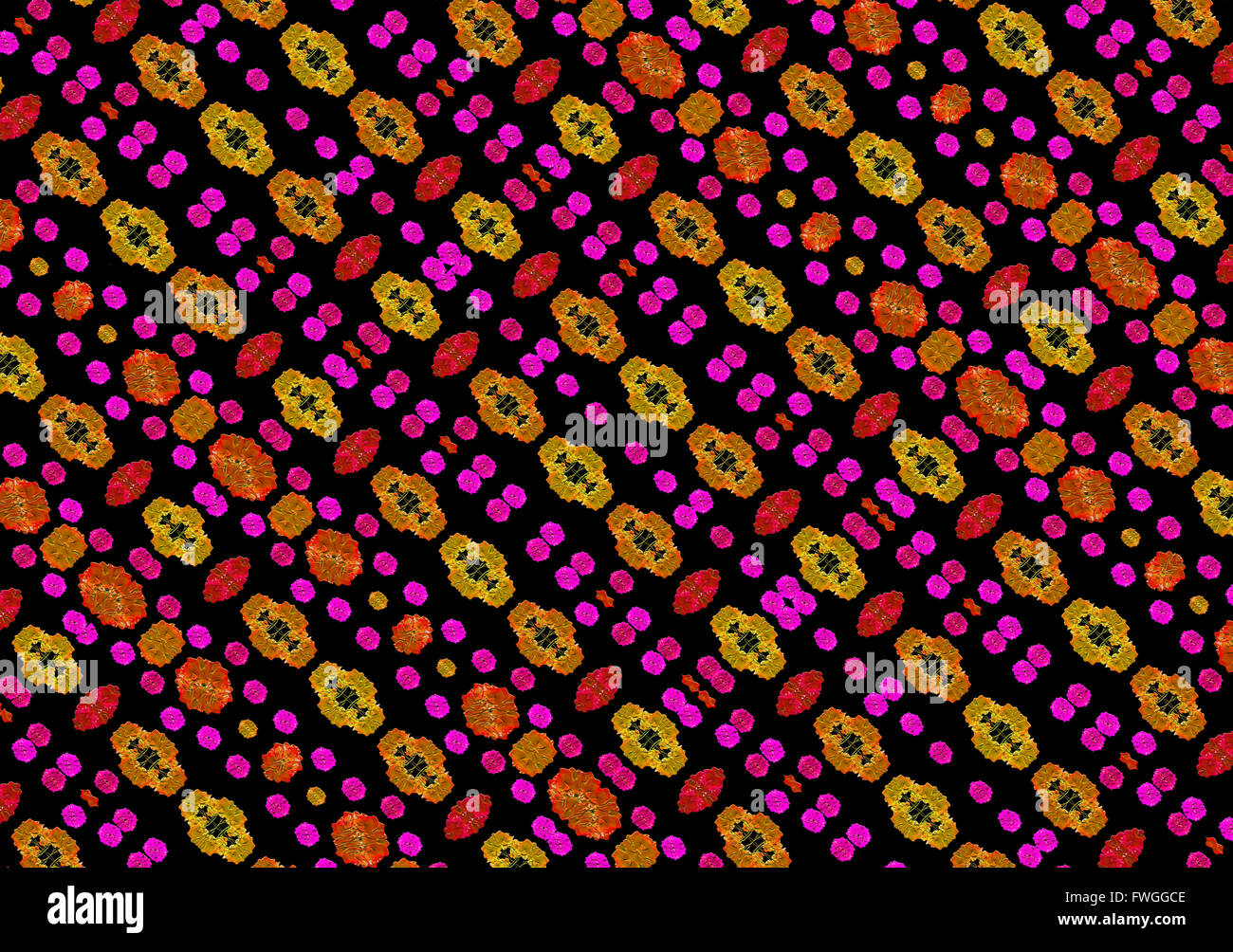 Collage photo numérique et de manipulation technique collage floral motif rayures en diagonale dans des couleurs mixtes contre b Banque D'Images