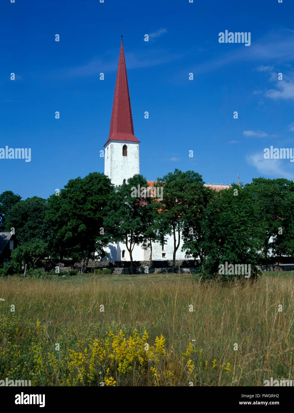 Église en Europe, l'Estonie, Kihelkonna Banque D'Images