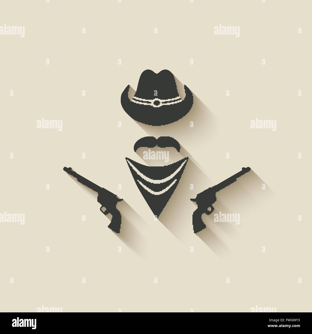 Chapeau de cowboy et gun - vector illustration EPS 10. Illustration de Vecteur