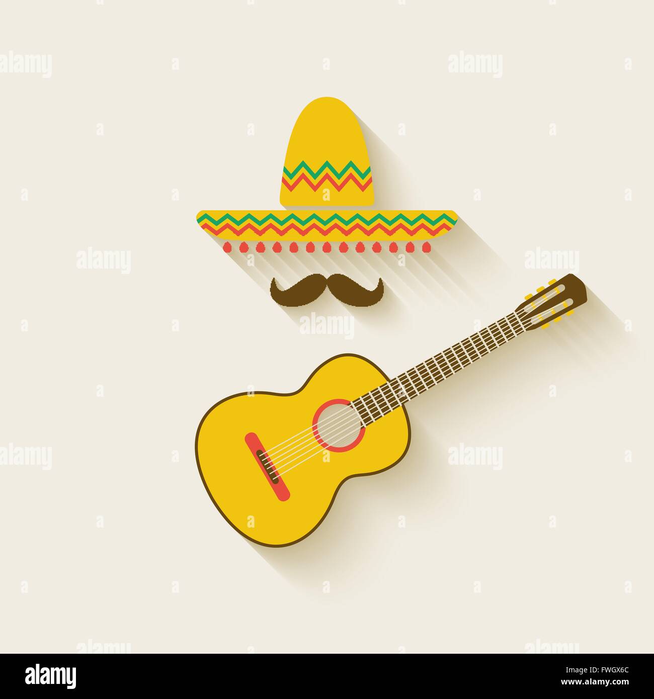 Sombrero mexicain et de la guitare - vector illustration EPS 10. Illustration de Vecteur