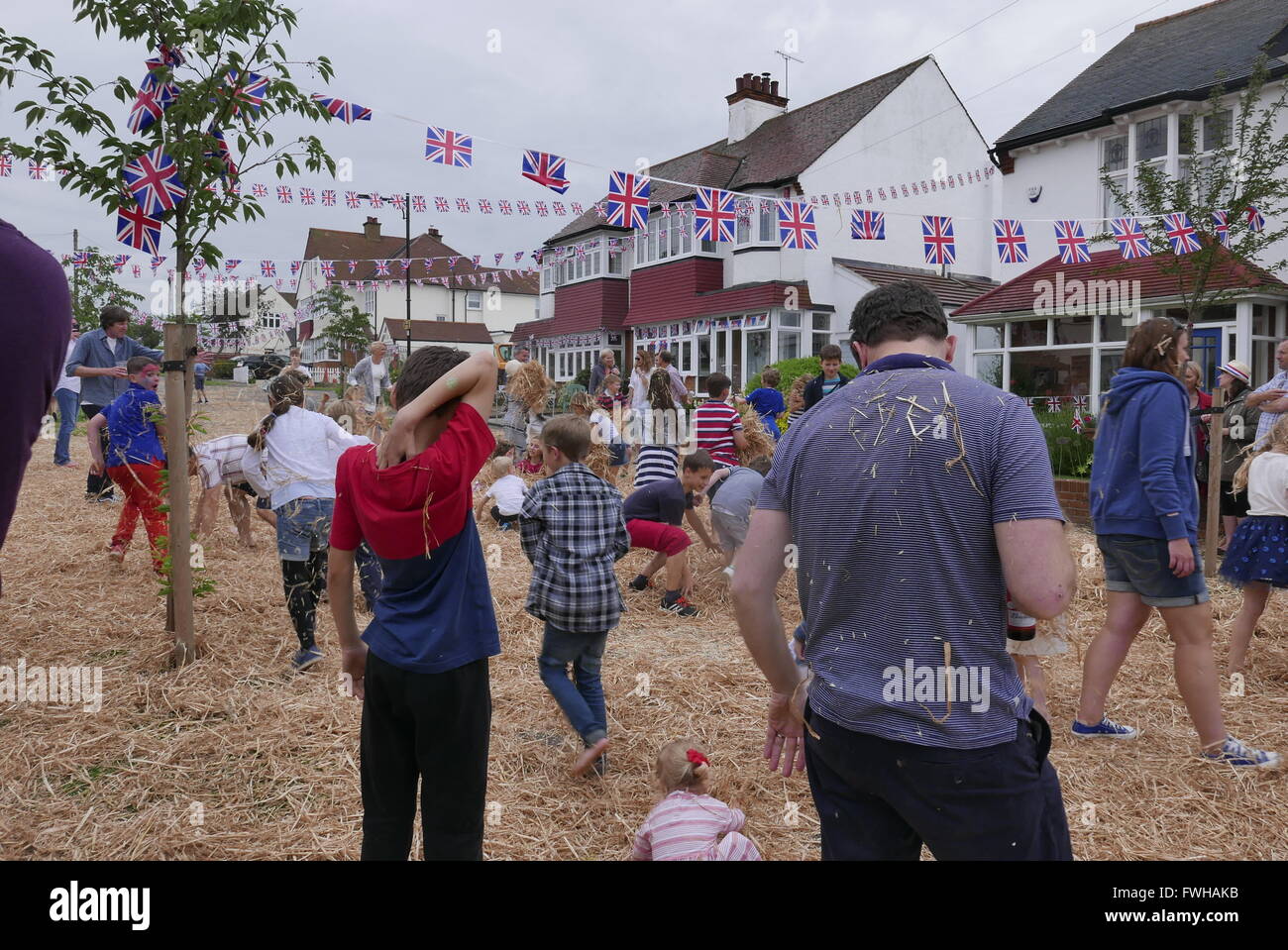 90e anniversaire, Queens street party, Leigh on Sea, Essex, Hambro Gardens Banque D'Images