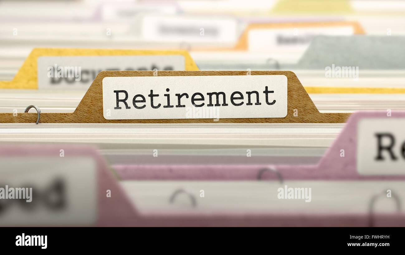 Dossier de fichiers appelée la retraite. Banque D'Images