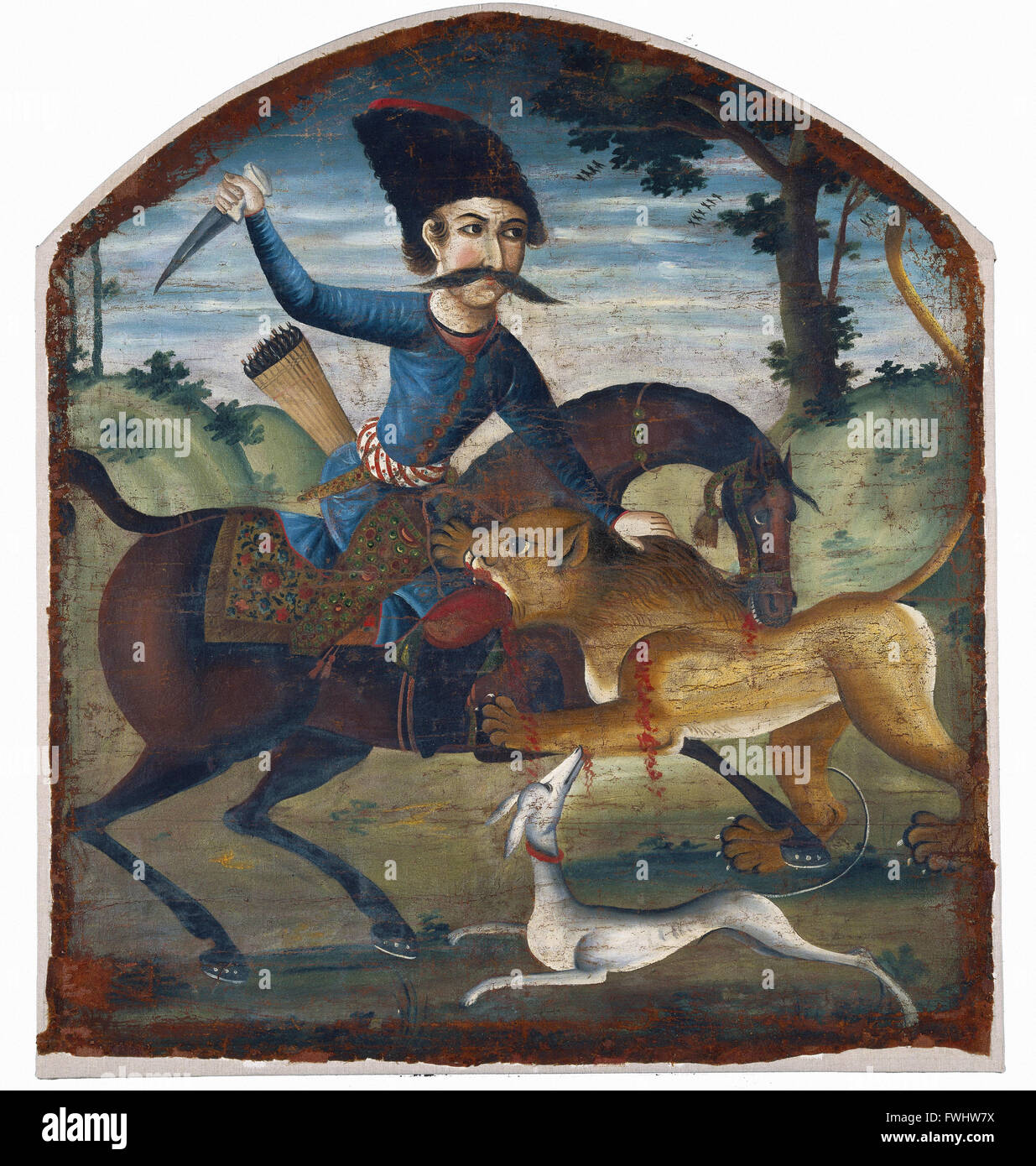 Chasseur à cheval attaqué par un lion - Brooklyn Museum Banque D'Images