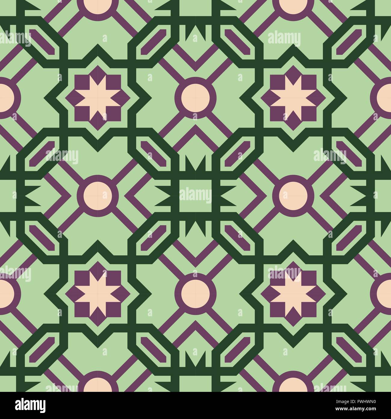Carreau de sol de mosaïque en céramique abstraite motif géométrique transparente avec conception de forme marocain de couleur verte. Vecteur EPS10. Illustration de Vecteur