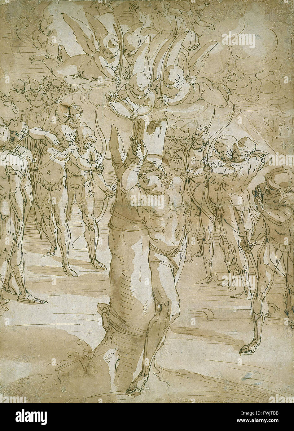Luca Cambiaso - Le Martyre de saint Sébastien - Blanton Museum of Art Banque D'Images