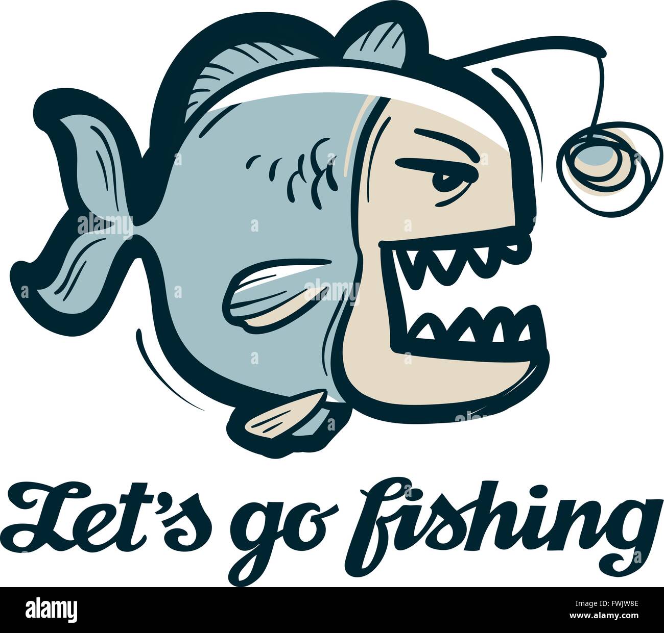 La baudroie logo vector. pêche, la pêche à la ligne ou l'icône poisson Illustration de Vecteur
