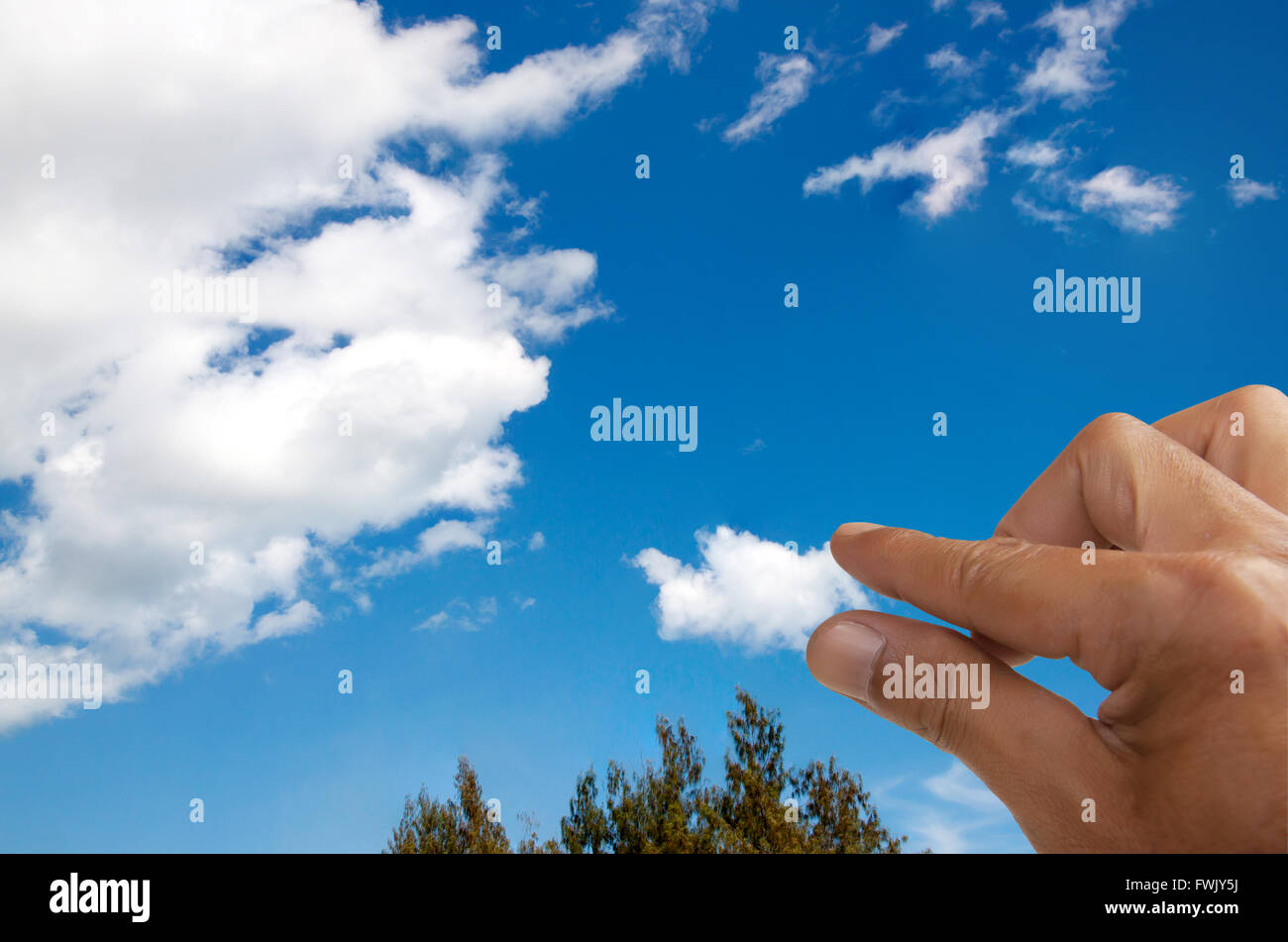 Poussez la main petit nuage rendez grand nuage. Motivation Objectifs aller à l'entreprise. Banque D'Images