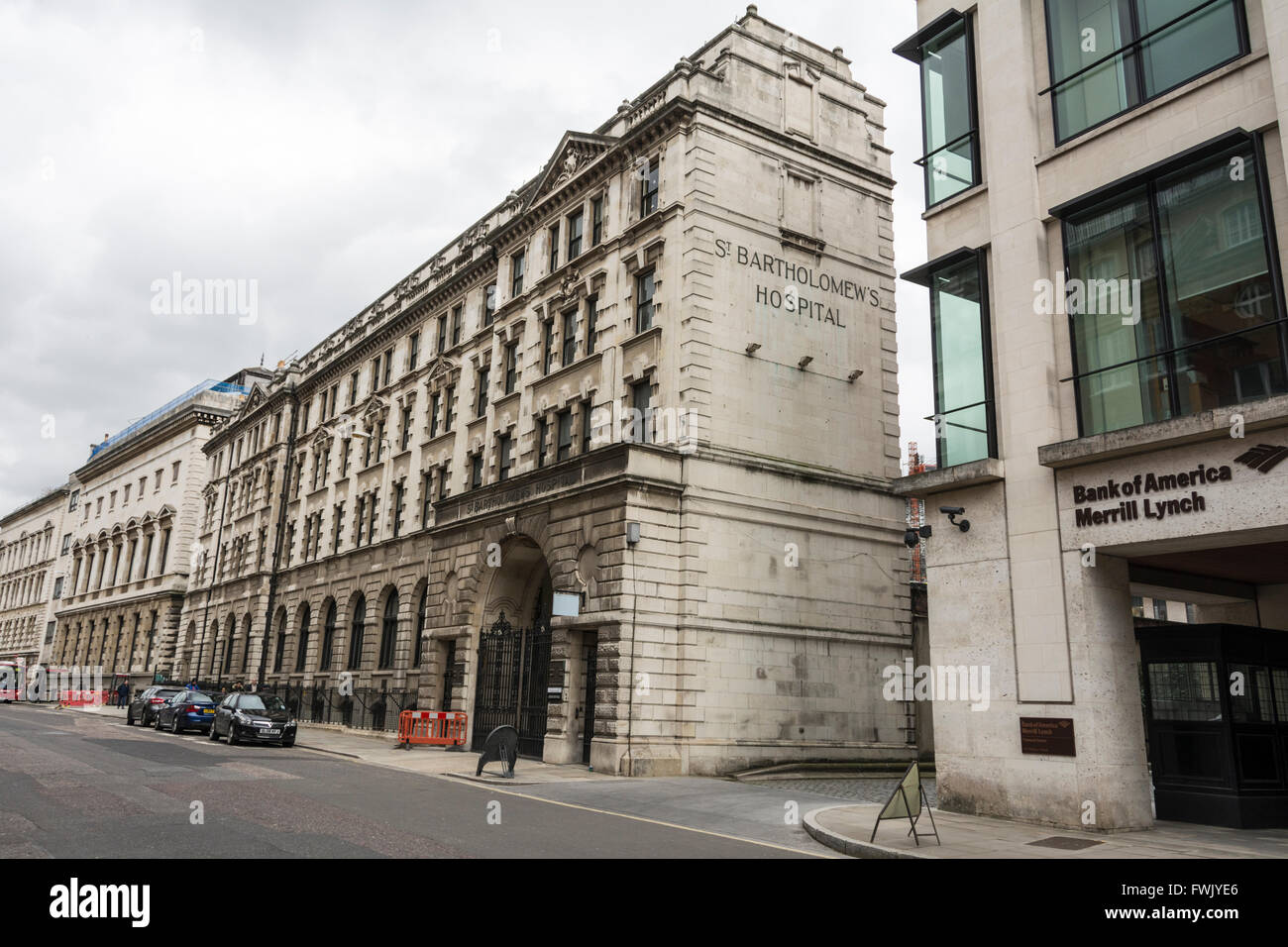 L'extérieur de l'hôpital de Saint-barthélemy à Smithfield, Londres, UK Banque D'Images