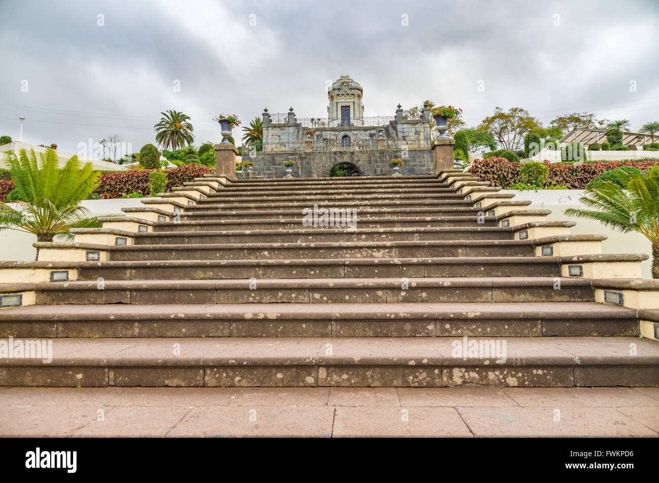 Mausolée en le Jardines del Marquesado de la Quinta Roja ou Jardin parc Victoria, La Orotava, Tenerife, Canaries, Espagne Banque D'Images