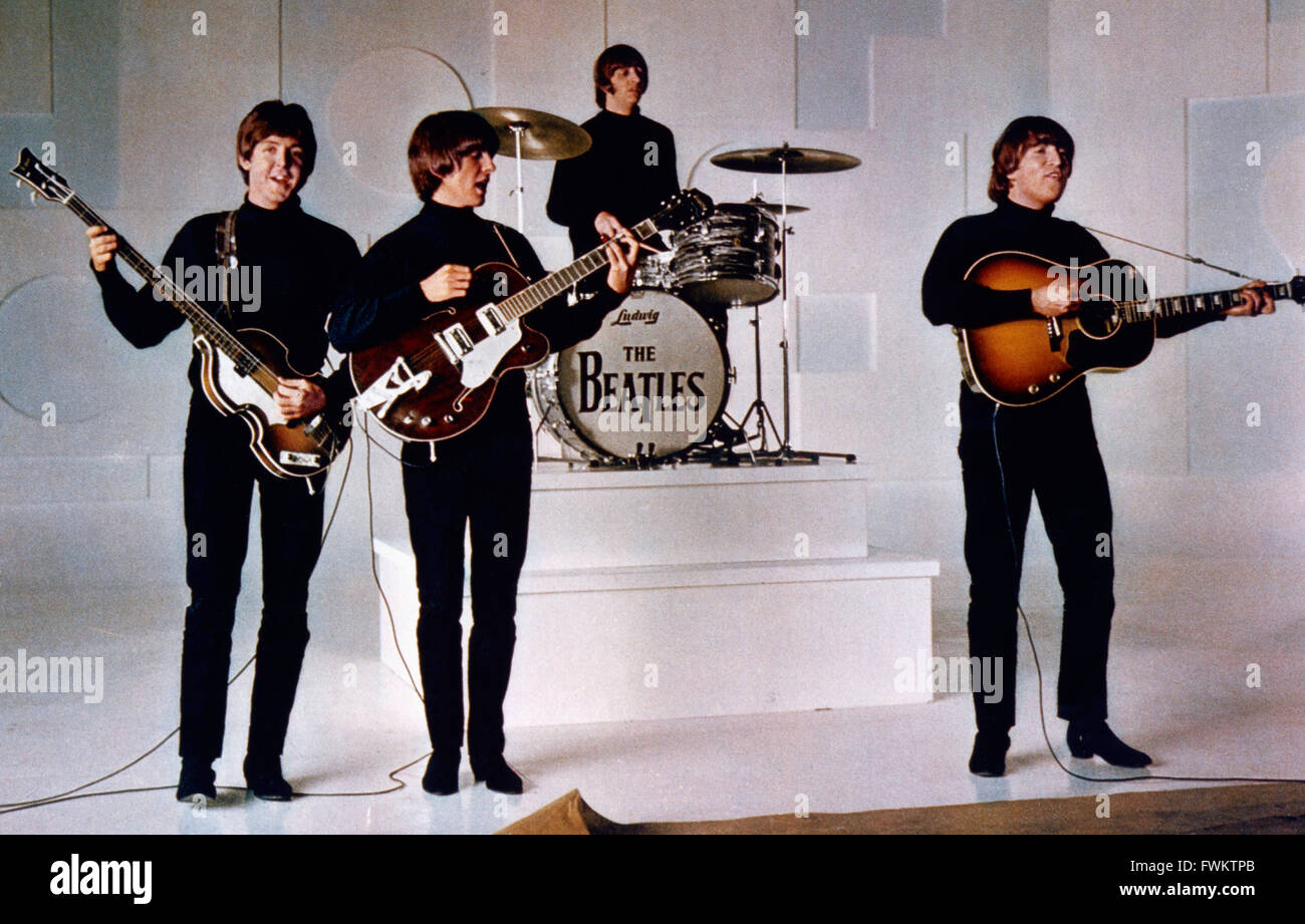 Une dure journée de nuit, alias : Ouais Ouais ouais, Großbritannien 1964, Regie : Richard Lester, acteurs : les Beatles : John Lennon, Ringo Starr, Paul McCartney, George Harrison Banque D'Images