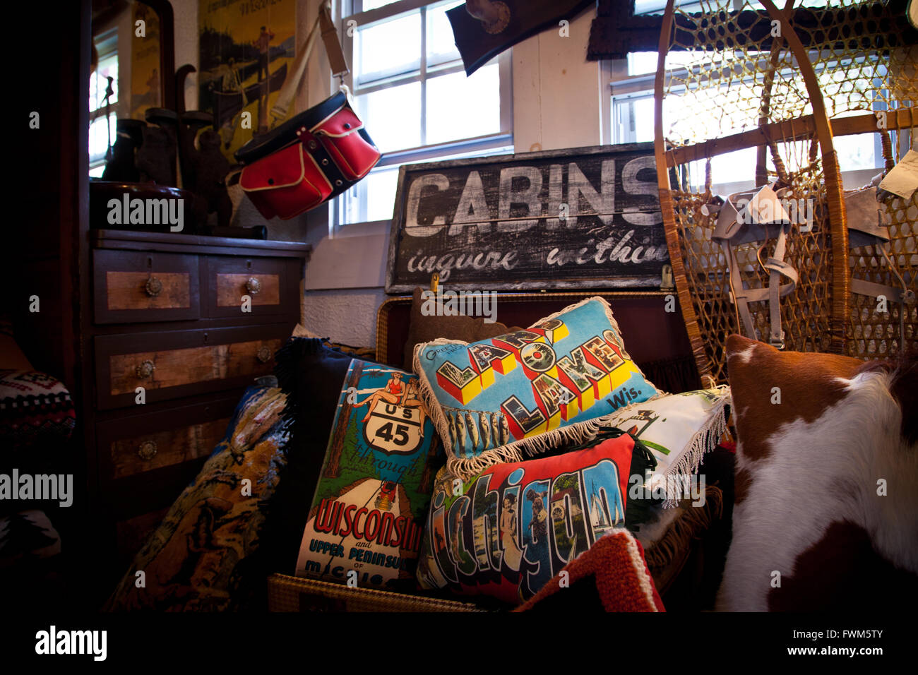 Country store dans le Northwoods dans la région de Land O'Lakes, Wisconsin Banque D'Images
