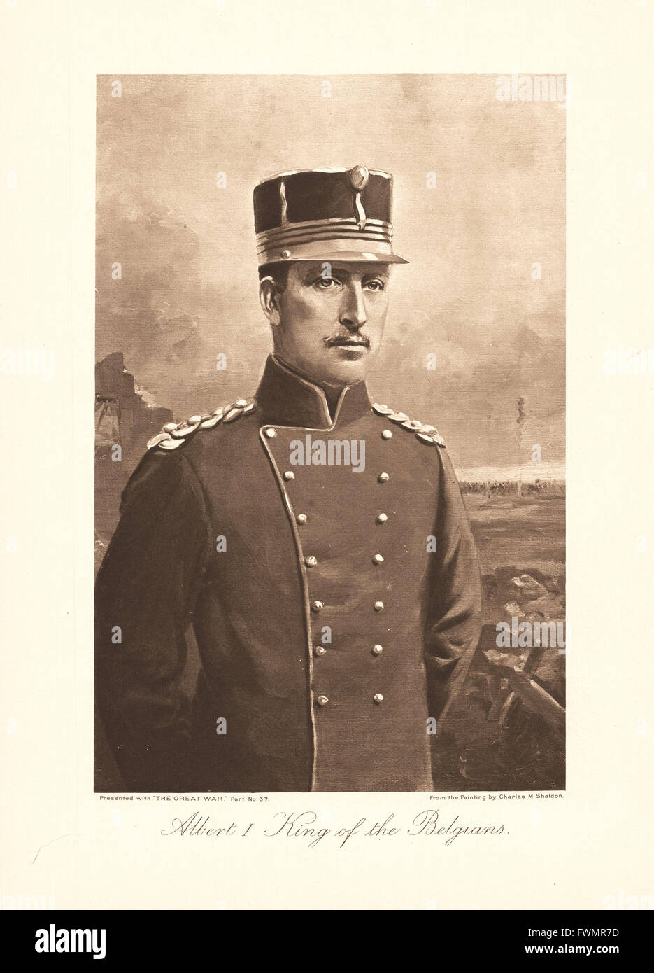 1915 La grande guerre Illustration d'Albert Ier, Roi des Belges Banque D'Images